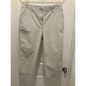 Talbots Stretch Capri Size 12 Pant Tan Wide Leg 4 Pockets